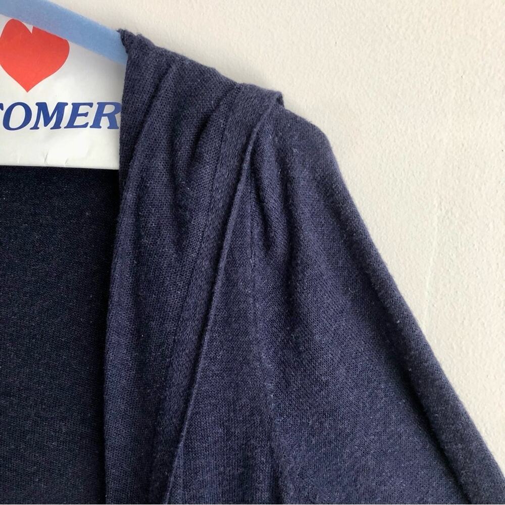 Cynthia Rowley Open Hooded Linen Blend Navy Blue Duster Cardigan Women’s Size S - Picture 3 of 6